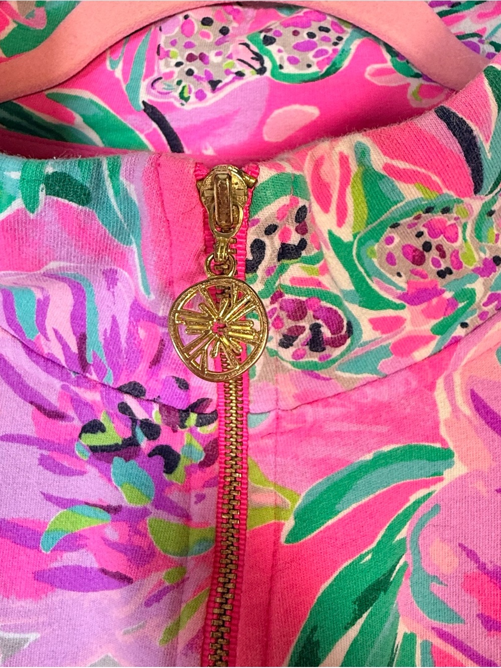 Lilly Pulitzer Hot Pink Zip Up Floral Print Top with Pockets XXL - Picture 3 of 11